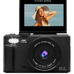 4K Digital Camera 64MP + 18X Digital Zoom + 64G card