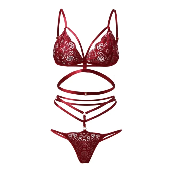 Sexy Lace Lingerie Set Red* - Image 4
