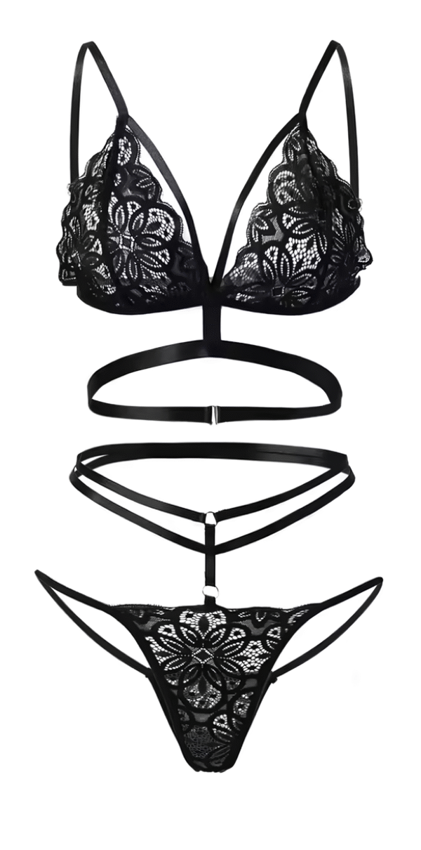 Sexy Lace Lingerie Set Black* - Image 4